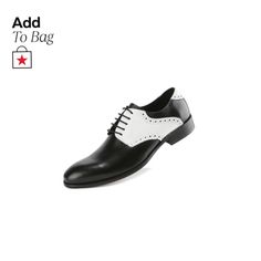 in stock Contrast Dress, Leather Brogues, Buy Online, Black Shoes, Dress Shoes, Genuine Leather, Black And White, Leather, Black