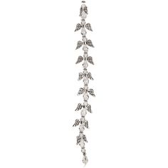 a long silver chain with leaves hanging from it