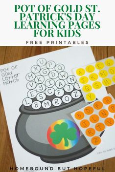 st patrick's day learning pages for kids with free printables on them