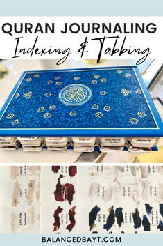 an open book with the title, quran journaling indexing and tabling