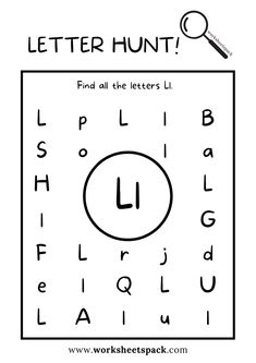 the letter hunt worksheet for kids to learn how to read and draw letters