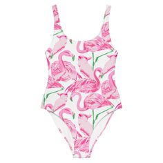 This Palm Springs Flamingo Coastal Pink one-piece swimsuit is perfect for having FUN by the sea, or happily swimming laps at the pool! This one-piece swimsuit for all figures will bring out your best features while you enjoy the smooth fabric and the flattering design. Perfect for a bachelorette party, birthday gift, mother's day gift, honeymoon swimsuit, vacation swimsuit, and bridesmaid gift!  *Please see the side by side Happy Fun Shop measurement chart comparison with J.Crew's swimwear chart measurements to better help you find your Happy Fun Shop swimwear size. * 82% Polyester, 18% Spandex * Fabric weight: 6.78 oz/yd² (230 g/m weight may vary by 5% * Chlorine-resistant fabric * Cheeky fit with a scoop neckline and a low scoop back * Zig-zag stitching * Double-layer front  * Four-way s Final Flamingle, Coastal Pink, Honeymoon Swimsuit, Swimming Laps, Vacation Swimsuit, Pink One Piece, Trendy Wallpaper, Ballroom Dress, Swimsuits For All