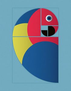 an image of a blue, yellow and red abstract painting with eyeballs on it