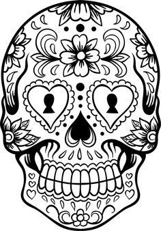 a sugar skull with hearts and flowers on it