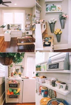 the kitchen is clean and ready to be used as a storage area for food items