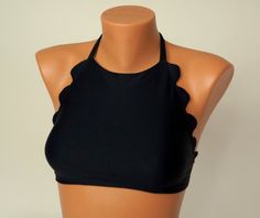 Bikini top/Scalloped black high neck halter bikini top/Bathing suits/Scallop bikini/Swimsuits plus size/Festival top/Swimwear women Plus Size Festival, High Neck Halter, Festival Tops, Bathing Suit Top, Plus Size Swimwear, Bra Women, Swimwear Tops, Women Swimsuits, Womens Swimwear