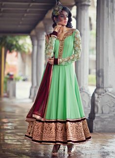 Umbrella Frocks Designs & Styles Latest Collection 2016-2017 (32) Indian Suits For Women, Georgette Anarkali Suits, Designer Anarkali Dresses, Frock Style, Abaya Style, Pakistan Fashion