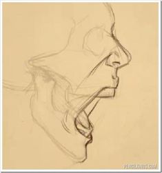 a pencil drawing of a man's face with his mouth open and tongue out