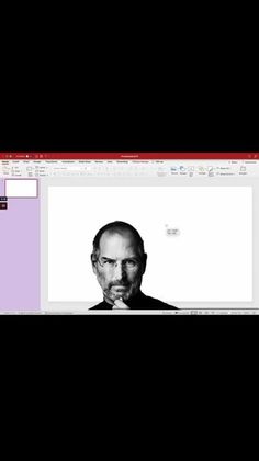 a computer screen with an image of steve jobs in the center and on top of it