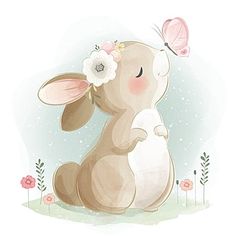 a cute little bunny with a flower in her hair