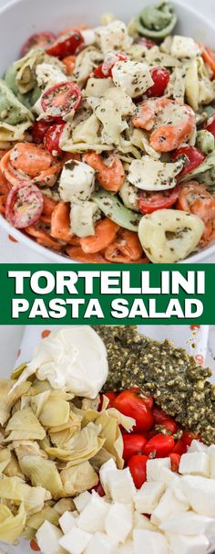 tortelli pasta salad with tomatoes, artichokes and parmesan cheese