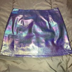 Purple Oil Slick Metallic Skirt Size Us L Made By Delia*S Nwt - Never Worn Purple Sparkle Skirt, Blue Sequin Skirt, Halter Top And Skirt, Olive Green Skirt, Rainbow Skirt, Sparkle Skirt, Pink Mini Skirt, Purple Sparkle, Metallic Skirt