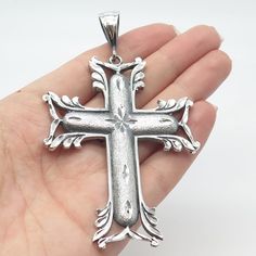 Good vintage condition.  925 Sterling Silver Vintage Ornate Religious Cross Pendant  Weight: 24.6g   WELCOME TO PAWN SHOP We are an actual pawn shop and have been in business for over 25 years. Since 1990, our establishment has been serving a variety of clients by providing them with short term cash solutions and options of liquidity regarding their treasured heirlooms. Acknowledging that today′s customers are very sophisticated and are looking for a variety of investments, our acquisitions are Vintage Cross Pendant Jewelry For Anniversary, Collectible Cross Jewelry Stamped 925, Stamped 925 Silver Cross Jewelry Collectible, Religious Cross, Pawn Shop, Cross Pendant, 25 Years, Mother’s Day, Jewelry Necklace Pendant