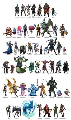 an image of the different types of monsters