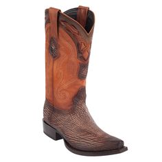 Cognac Shark Skin Cowboy Boots Rustic Boots With Snip Toe And Leather Sole, Hand Tooled Snip Toe Boots For Rodeo, Southwestern Style Leather Boots For Western-themed Events, Western Style Boots With Patina For Western-themed Events, Rustic Hand Tooled Snip Toe Boots, Rustic Patina Boots With Snip Toe, Western Leather Boots With Concho, Leather Boots With Concho For Ranch, Leather Concho Boots For Ranch