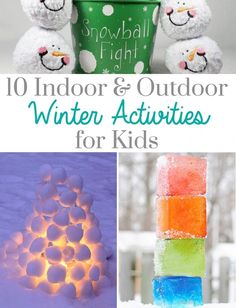 an outdoor winter activities for kids with snowballs and lights