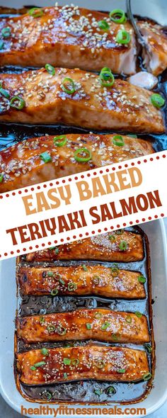 easy baked teriyan salmon on a tray