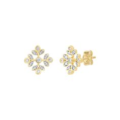 These gorgeous 18k gold over sterling silver diamond stud earrings are a must-add to your fine jewelry collection. These gorgeous 18k gold over sterling silver diamond stud earrings are a must-add to your fine jewelry collection.Click on this JEWELRY & WATCHES GUIDE to learn about fit, styles, materials and more! Length: 9 mm Backings: post Metal: sterling silver Plating: 18k gold Finish: polished Packaging: boxedDIAMOND DETAILS Total weight: 1/8 ct. Shape: round Setting: prong Diamond weights a