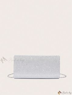 Bird in Bag - Exquisite Evening Clutch Bag with Chain Strap - Embellished with Glittering Wave Pattern and Rhinestones - Perfect for Sophisticated Parties Elegant Sparkling Bags For Night Out, Elegant Glitter Evening Bag Rectangular, Elegant Sparkling Evening Bag For Night Out, Elegant Rectangular Glitter Evening Bag, Glamorous Silver Glitter Clutch, Rectangular Glitter Evening Bag For Formal Events, Silver Glitter Clutch For Evening, Elegant Glitter Evening Bag As Gift, Elegant Glitter Bag For Events