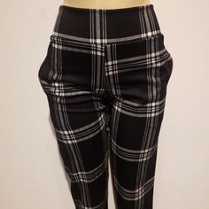 Side Pocket Pants Large Square Checkered Pattern Fitted Pants With An Elastic Waistband Poly 65% Rayon 30% Spdx 5% Made In Usa Selling Black Checkered Pants. I Have Uploaded A Picture Of The Red Checkered Pants As Well Because There Are Not Enough Pictures. If You Want To See More Pictures Of The Black Checkered Pants, Please Send Me A Message. Thank You. Black Workwear Leggings With Elastic Waistband, Chic Black Leggings With Elastic Waistband, Black Straight Leggings, Casual Black Tapered Leggings, Black High-waisted Leggings For Work, Black Leggings For Workwear, Pink And Black Plaid Pants, Plus Size Black And White Plaid Pants, Trendy Black Ankle-length Leggings