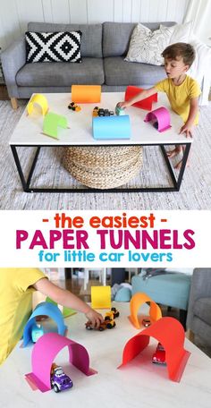 the easy paper tunnel for little car lovers is great for toddlers to play with