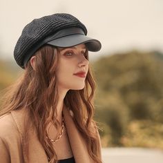 The EMES SHOP cap is detailed with a luxe tweed top material. Features a structured shape and baker boy design.MATERIAL:100% BrushedPoly BlendCIRCUMFERENCE MEASUREMENTS: 56-58cm 22-23in Black Baseball Cap For Fall, Black Casual Tweed Hat, Black Fall Hats For Workwear, Casual Black Tweed Hat, Black Hat For Workwear In Fall, Black Fall Workwear Hat, Black Beret With Short Brim For Fall, Black Tweed Cap, Black Brimmed Beret For Fall