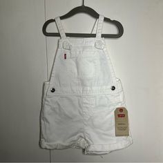 Toddler Girls White Shortalls. Size 4t. Brand New With Tags. Size 4t, Toddler Girls, Toddler Girl, Jumpsuit Romper, Levi's, Kids Shop, Color White, Jumpsuit, Rompers