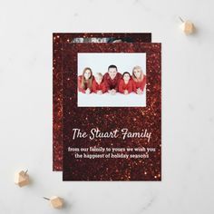 a card with the words, the start family from our family to yours we wish you the happest of holiday season