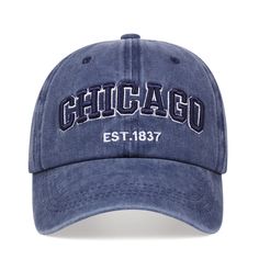 PRICES MAY VARY. Unique Design- This Chicago Hat features a very beautiful 3D embroidery, washed style and pre-curved visor & structured front panels that maintain shape with a low profile fit. Premium Material- The Chicago baseball cap's fabric uses re-engineered fibers designed to give superior stretch & breathability. A hint of stretch and a soft feel cotton bring both luxury and comfort to your day. Built-in 6 embroidered eyelets to keep you cool & dry. Adjustable Buckle Closure- One size fi Chicago Women, Chicago Baseball, Vintage City, Vintage Baseball Caps, Embroidery Vintage, Hats Baseball, 3d Embroidery, Hat Ideas, Hat For Men