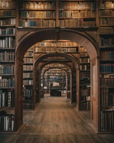 an instagram photo of a library with lots of bookshelves and wooden floors