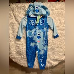 Unisex Blues Clues Hooded Sleepwear 4t Blue Cotton Onesie For Loungewear, Casual Long Sleeve Blue Onesie, Playful Blue Hoodie With Long Sleeves, Playful Blue Long Sleeve Hoodie, Blue Long Sleeve Playful Hoodie, Blue Cotton Hoodie For Playtime, Playful Hooded Onesie For Playtime, Cute Blue Hooded Hoodie, Playful Blue Long Sleeve Onesie