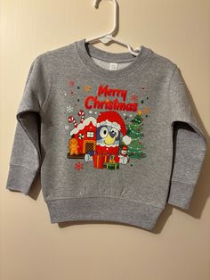 Merry Christmas Bluey themed sweater toddler and youth Christmas Sweaters, Merry Christmas, Gender Neutral, Adult Outfits, Tops & Tees, Top Outfits, Christmas, T Shirt, Black