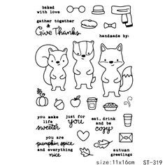 the stamp set is designed to look like cats and pumpkins, with words that spell out