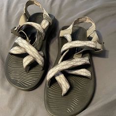 Never Worn!! Grey And White Women’s Size 10 Great For Water Adventures And Small Hikes Nothing Wrong With Them Just Weren’t Quite My Style!! Gray Sport Sandals For Beach And Summer, Comfortable Gray Sandals For Vacation, Casual Strappy Sport Sandals For Vacation, Casual Strappy Sport Sandals For Beach, Casual Strappy Sandals For Outdoor, Chacos Sandals, Water Adventure, Chaco Shoes, Shoes Women