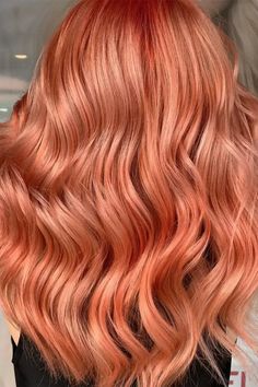 Peach Hair Colors, Coral Hair, Underlights Hair, Latest Hair Color, Peach Hair, Hair Shades, Rose Gold Hair, Hair Dye Colors, Red Hair Color