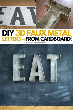 diy 3d faux metal letters from cardboard