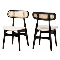 two black and white chairs side by side