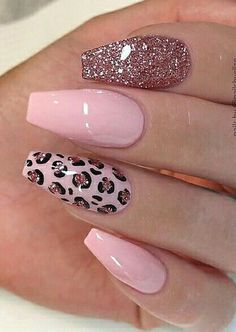 #trending #pink #nail for #party Ombre Nail Design, Cheetah Print Nails, Leopard Print Nails, Valentine Nails, Leopard Nails, Colorful Nails, Glitter Design, Pink Nail Designs, Design Nails