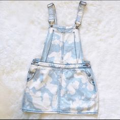 Carmar Cloud Tie Dye Denim Overall Skirt Nwt 100% Cotton Adjustable Straps, Front & Back Pockets Size S 30” Waist, 13” Skirt Lenght Nwt Spring Blue Patchwork Denim Skirt, Blue Washed Cotton Denim Skirt, Kawaii Jean Skirt, Carebears Jean Skirt, Medium Wash Patchwork High-waist Denim Skirt, Overall Skirt, Tie Dye Denim, Denim Skirt, Overalls