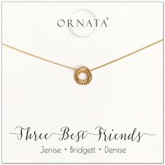 Graduation Gifts | Friends Gifts | Three Best Friends Gold Filled Necklace - Personalized Best Friends Necklace, Graduation Gifts For Friends, Friends Necklace, Personalized Gold Necklace, Diamond Circle Pendant, Three Best Friends, Good Luck Necklace, Dainty Diamond Necklace, Friends Gifts