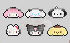 cross stitch pattern with different types of sushi and totoro characters on it