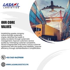 a brochure with an image of a cargo truck and plane in the background