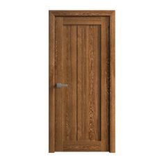 an open wooden door on a white background