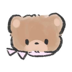 a drawing of a teddy bear with a bow tie on it's head and eyes