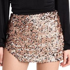 This Free People Annalise Sequin Mini Skirt Is For The Young, Bold Woman Who Is Confident And Comfortable Showing Off Her Legs. It's A Multi-Mix Tone Of Shimmery Sequins With A Hook & Eye And Hidden Side Zipper Closure. Size: 6 Color: Multi Fabric: Shell 100% Polymide Lining 100% Viscoe Length: 13 Inches Nwt Fall Party Skort Short Length, Party Skort For Fall In Short Length, Chic Gold Mini Length Bottoms, Fall Party Mini Skirt, Fall Skirt With Sequins, Gold Lined Skirt For Night Out, Gold Skirt For Fall Season, Gold Skirt For Fall, High Waist Fall Party Skort