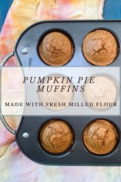 pumpkin pie muffins made with fresh milk and flour in a baking pan on a table