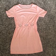 Cute And Soft Light Pink Dress With Midriff Cut Outs. Never Worn! Cutout Mini Dress With Short Sleeves For Day Out, Cutout Short Sleeve Mini Dress For Day Out, Short Sleeve Cutout Mini Dress For Day Out, Casual Mini Dress With Cutout And Short Sleeves, Pink Cut Out Dress, Light Pink Dress, Cut Out Dress, Out Dress, Soft Light