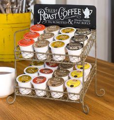 Roast Coffee K-Cup® Caddy - River Chic Designs K Cup Holders, Coin Café, Coffee Pod Holder, Coffee Bars In Kitchen, Coffee Storage, Coffee Stands, Home Coffee Bar, Coffee Bar Home, Roast Coffee