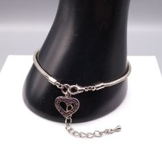 "Vintage Heart Charm Bracelet or Anklet on Silver Tone Snake Chain Measurement * 8-10\" unsigned Condition * Very nice condition. Gently used. Size: Womens 8-10\" Condition: Pre-Owned Good" Metal Charm Bracelet With Lobster Clasp And Snake Chain, Metal Charm Bracelet With Snake Chain And Lobster Clasp, Adjustable Heart Metal Anklets, Adjustable Heart-shaped Metal Anklet, Heart-shaped Metal Anklets For Gift, Heart-shaped Metal Anklets As Gift, Vintage Heart, Heart Charm Bracelet, Sell Items