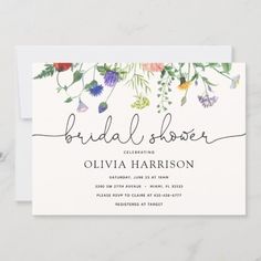 an elegant floral bridal shower card